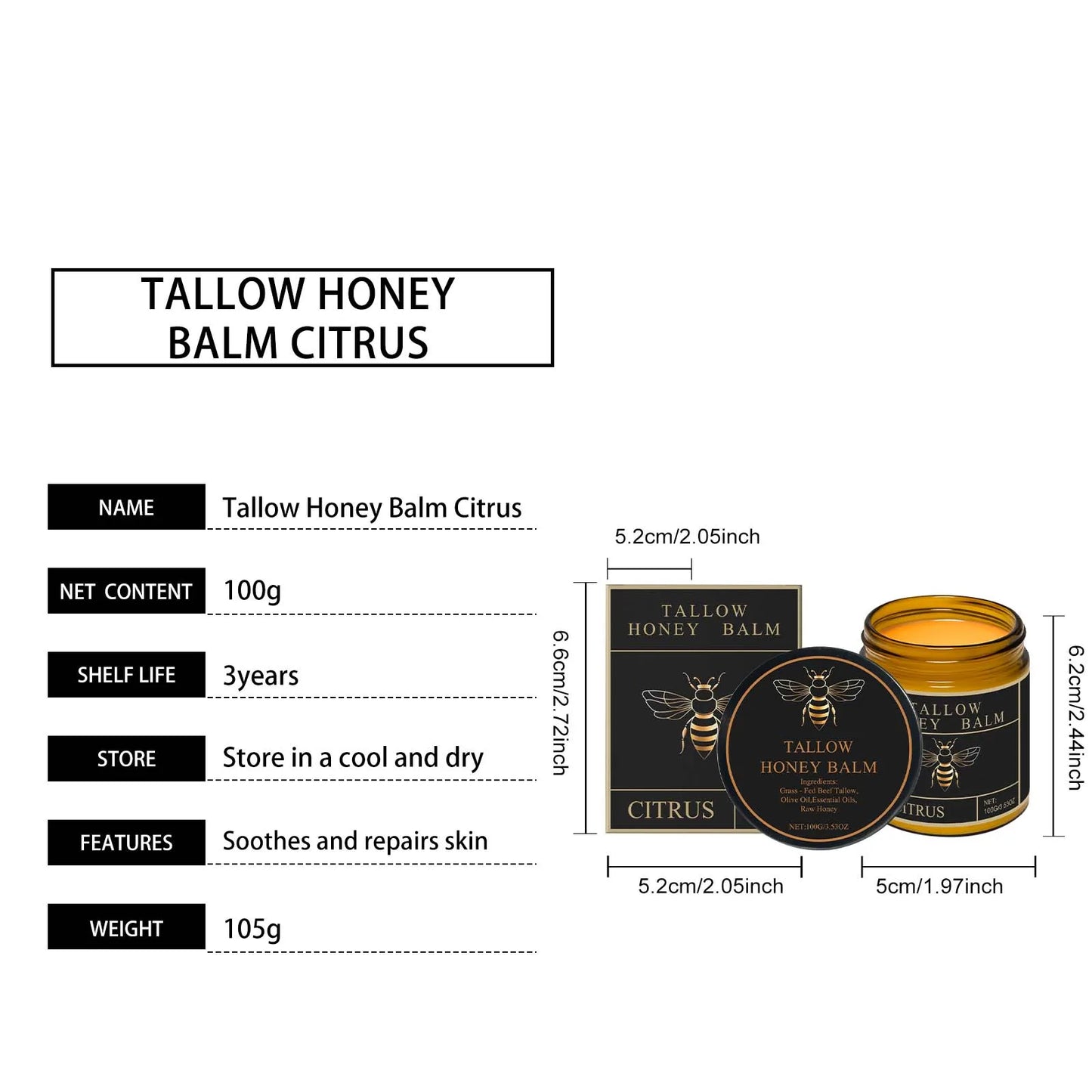 Tallow Honey Cream – Intense Hydration & Skin Glow Moisturizer for Face & Body