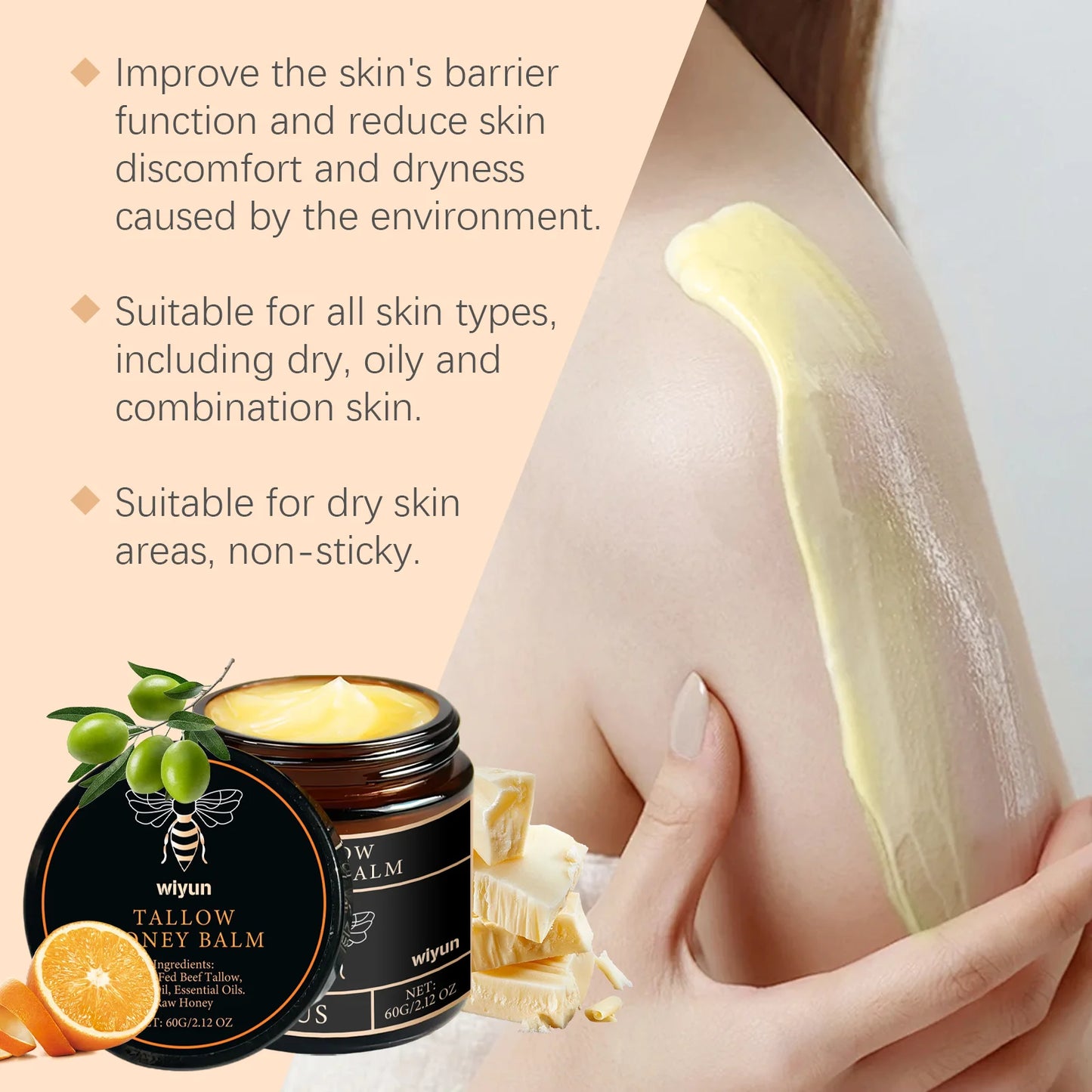 Tallow Honey Cream – Intense Hydration & Skin Glow Moisturizer for Face & Body