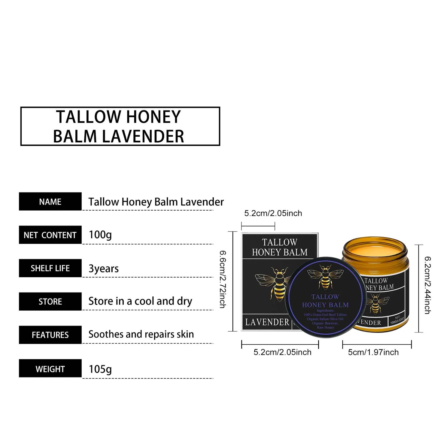 Tallow Honey Cream – Intense Hydration & Skin Glow Moisturizer for Face & Body